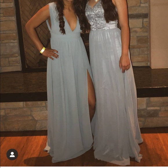 LIGHT BABY BLUE PROM DRESS - Picture 3 of 4